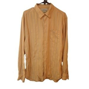 Tommy Bahama Silk Shirt Orange Yellow Long Slv Lg